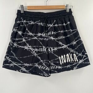Inaka Power Size Small Barbed Wire Mesh Shorts Black White Streetwear Gym